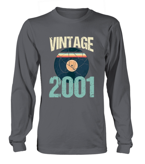 Retro Vintage 2001 19 th Birthday Record Vinyl Men's Long Sleeve