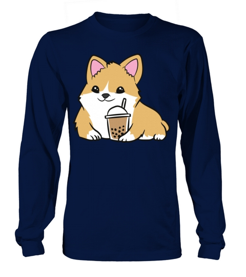 Kawaii Corgi Bubble Tea Cute Welsh Corgi Pearl Mil Women's Long Sleeve