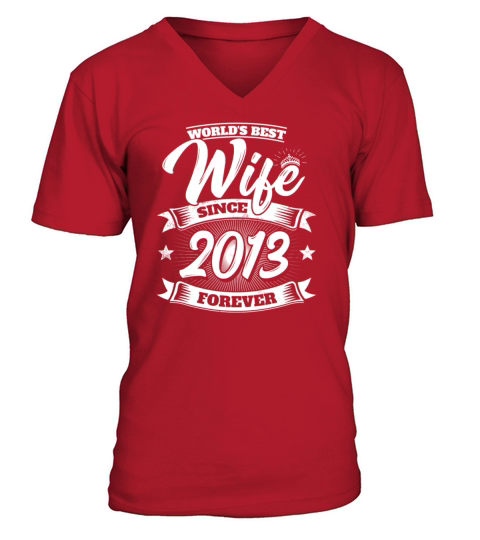 Wedding Anniversary Married 2013 Gift Wife Spouse Men's V-Neck T-shirt