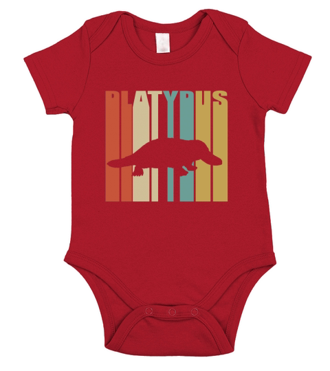 Silhouette d&#39;ornithorynque rétro vintage - Ladies V-Neck Short Sleeve Baby One-Piece