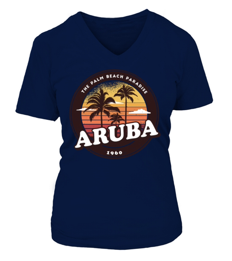 Aruba Vintage Beach Design Women's V-Neck T-shirt