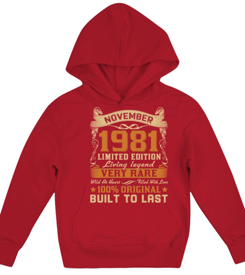 39th Birthday 39 Years Old Retro November 1981 Kids Hoodie