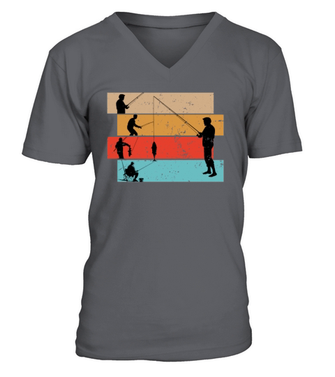 Fishing silhouette vintage Men's V-Neck T-shirt