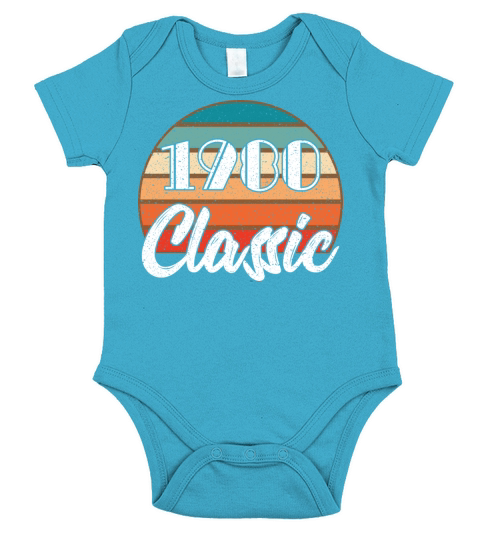 Anniversary Birthday 1980 Classic Colors Design Short Sleeve Baby One-Piece