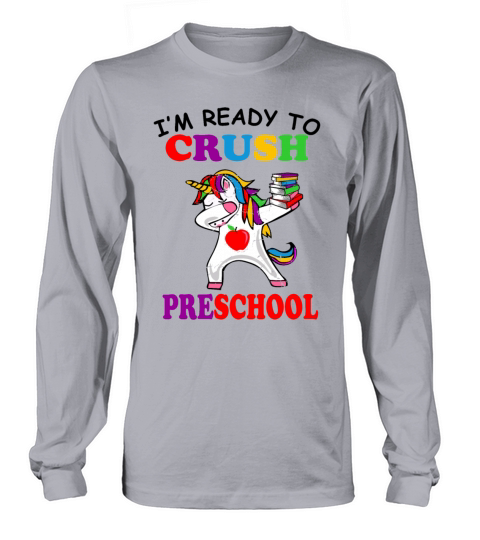 Im Ready to Crush Preschool Dabbing Unicorn Back Men's Long Sleeve