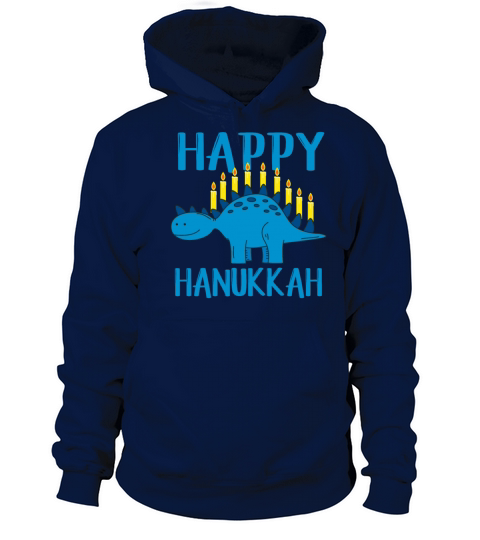 Happy Hanukkah - Blue Dinosaur Men's Hoodie