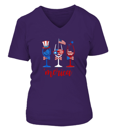 Wine Glasses Merica Uncle Sam 4th Of July Alcohol Women's V-Neck T-shirt