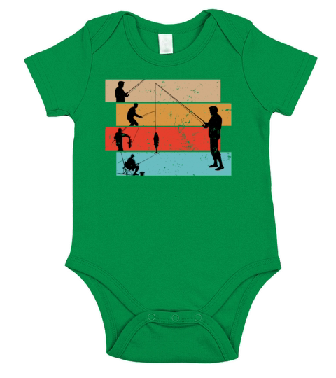 Fishing silhouette vintage Short Sleeve Baby One-Piece