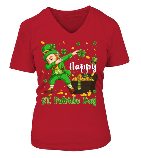 happy St. Patricks Day funny dabbing leprechaun shamrock shirt shirt V-neck T-Shirt Woman