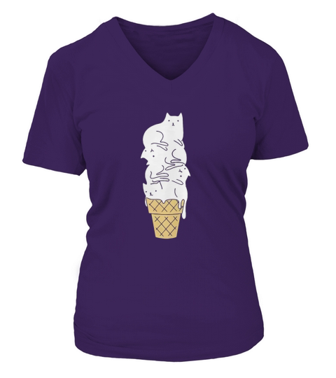 Cats Ice Cream T Shirt V-neck T-Shirt Woman