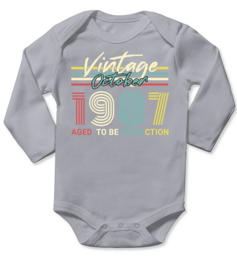 Born 1987 October Vintage Gift Idea Long Sleeve Baby One-Piece