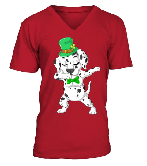 dabbing dalmatian st patricks day Men's V-Neck T-shirt