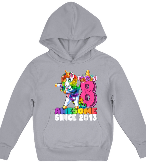 Awesome Since 2013 Flossing Unicorn 8th Birt 633 Kids Hoodie