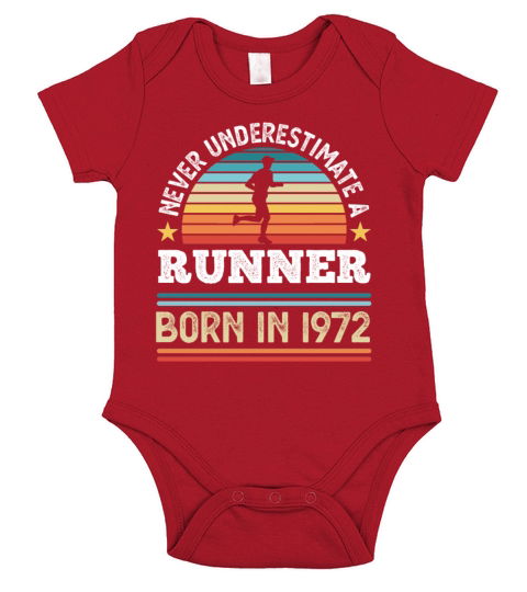 Runner born 1972 50th Birthday running Gift Short Sleeve Baby One-Piece
