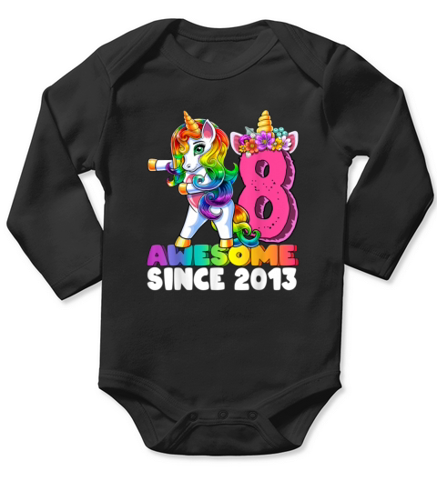 Awesome Since 2013 Flossing Unicorn 8th Birt 633 Long Sleeve Baby One-Piece