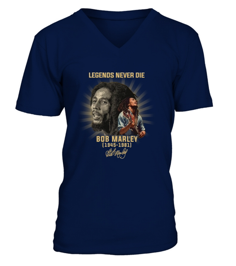 Legends never die Bob Marley 1945-1981 signature shirt - Unisex Long Sleeve V-Neck T-shirt