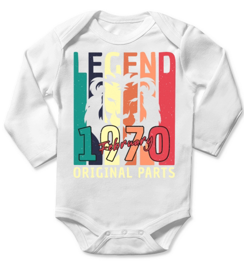 February 1970 Original Retro Lion Long Sleeve Baby One-Piece