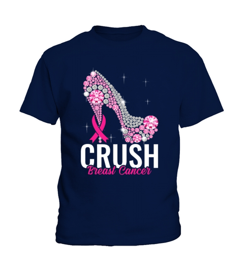 Crush Breast Cancer Bling Pink Ribbon awareness Kids T-Shirt