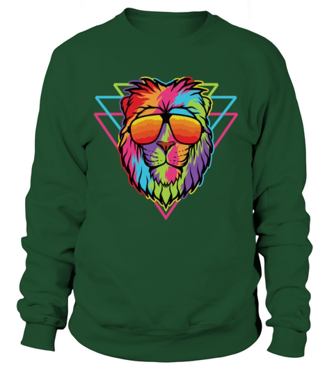 Cool Lion Head Design with Bright Colorful T-Shirt Women's Sweatshirt