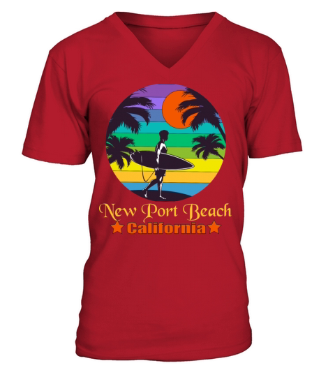 NEWPORT BEACH California Surfer Surfing Surfboard Men's V-Neck T-shirt