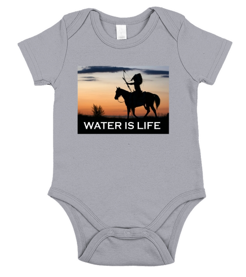 NATIVE AMERICAN WARRIOR SHIRT Water is Life Horse T-Shirt Short Sleeve Baby One-Piece