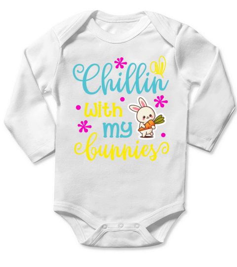 Chillin With Bunnies Teacher Easter Gift Long Sleeve Baby One-Piece