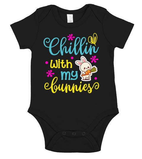 Chillin With Bunnies Teacher Easter Gift Short Sleeve Baby One-Piece