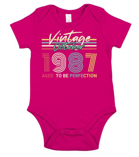 Born 1987 October Vintage Gift Idea Short Sleeve Baby One-Piece