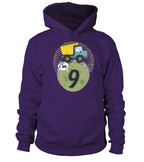 Dump Truck Kids 9th Birthday Boy Birthday Girl Women's Hoodie