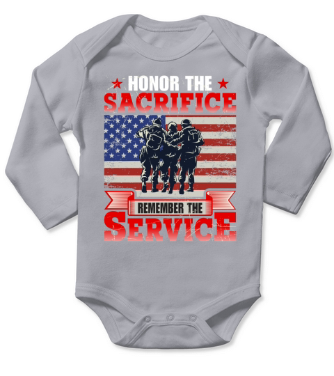 Honor The Sacrifice Veteran Long Sleeve Baby One-Piece