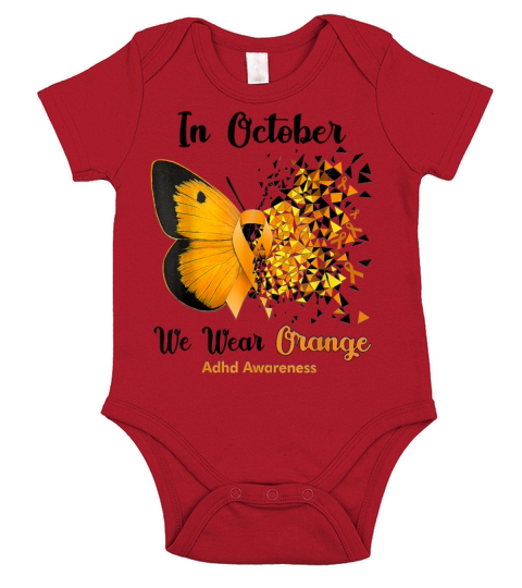 In October We Wear Orange ADHD Awareness Short Sleeve Baby One-Piece