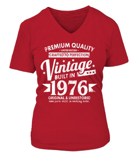 VINTAGE BUILT IN 1976 COOL FUNNY RETRO 45TH Women's V-Neck T-shirt