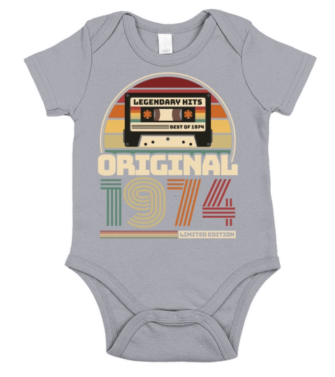 Beautiful Retro Vintage tape birthday 1974 Short Sleeve Baby One-Piece