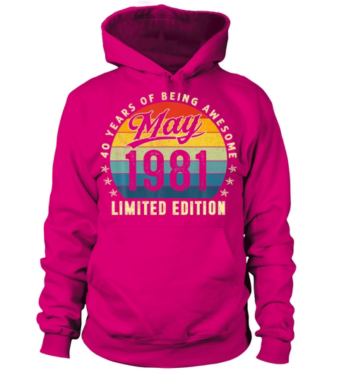 Retro Vintage May 198140 Year Old 40th Birthday Women's Hoodie