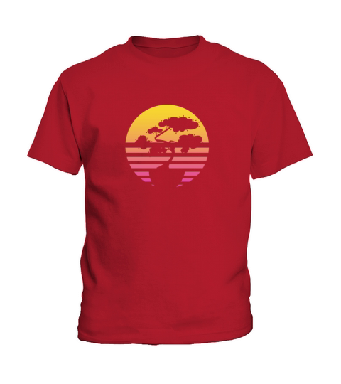 Bonsai Tree Sun Retro Vintage Kids T-Shirt
