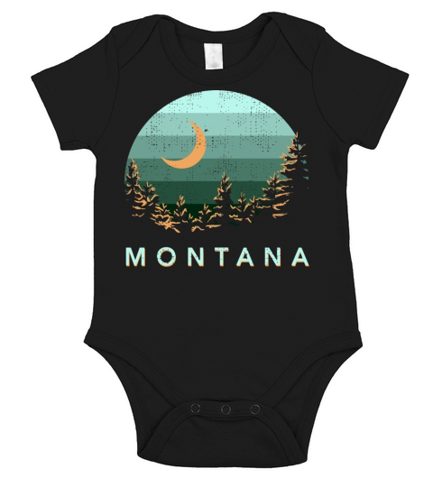 Montana Vintage Sunset Outdoors Hiking Souvenir Short Sleeve Baby One-Piece