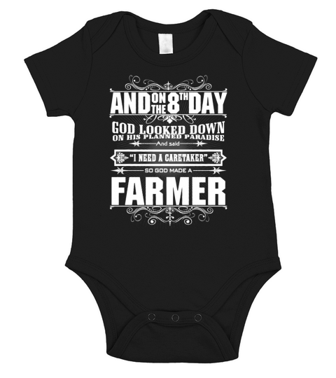 8th day god made a farmer Short Sleeve Baby One-Piece