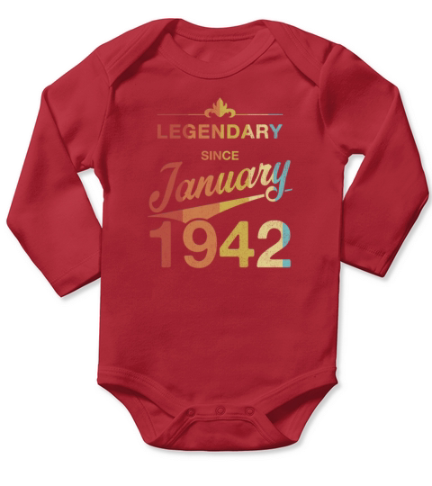 80th Birthday 80 Year Old Born January 1942 Gift Long Sleeve Baby One-Piece