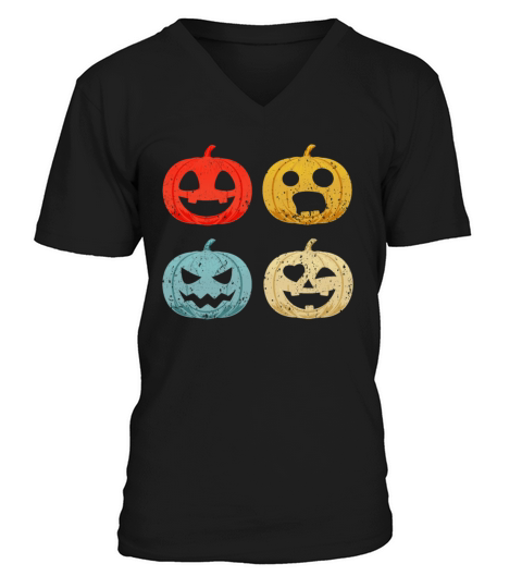 Halloween Pumpkin Head Vintage Retro Gift Men's V-Neck T-shirt