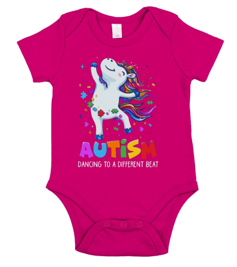 unicorn Autism Awareness Cute unicorn Color Puzzle Short Sleeve Baby One-Piece