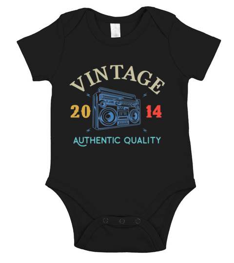 Vintage 2014 Authentic Birthday Birth Year Short Sleeve Baby One-Piece