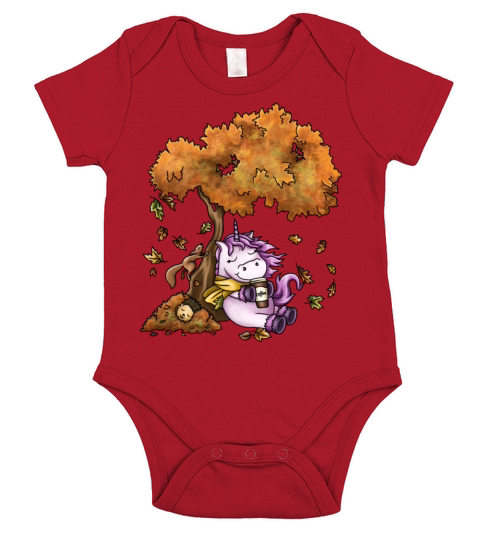 Beautiful autumn day cute unicorn Short Sleeve Baby One-Piece
