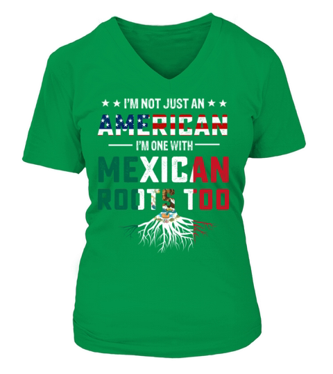 Mexican American roots flag T-shirt Women's V-Neck T-shirt