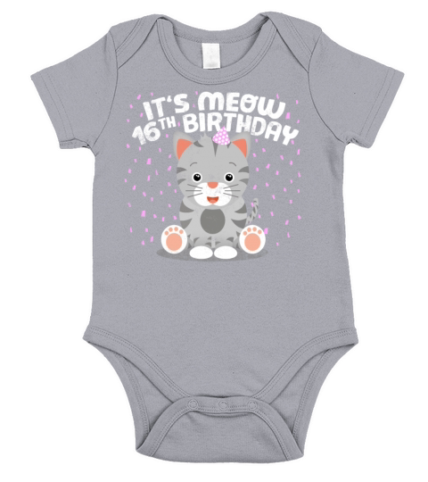 Kitty Cat Kitten Meow 16th Birthday Boy Girl Gift Short Sleeve Baby One-Piece