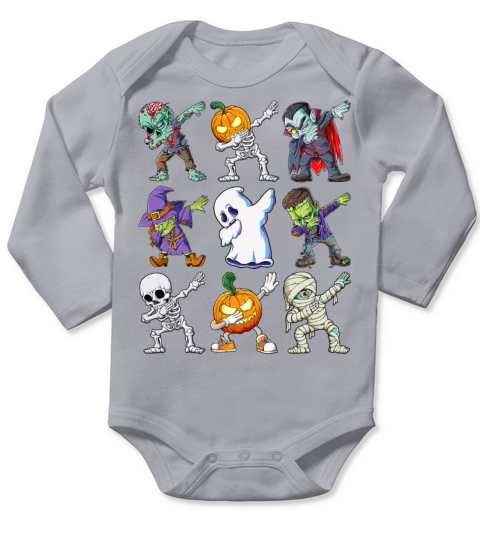 Dabbing Halloween Boys Skeleton Zombie Scary Long Sleeve Baby One-Piece