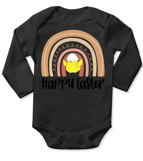 Happy Easter Boho Rainbow Funny Chicks Long Sleeve Baby One-Piece