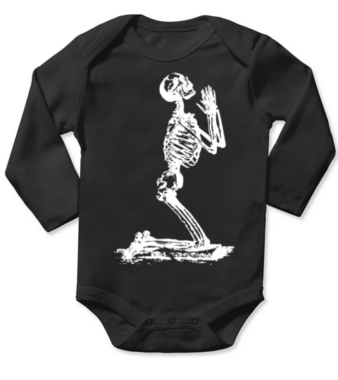 Funny Skeleton Prayer Long Sleeve Baby One-Piece