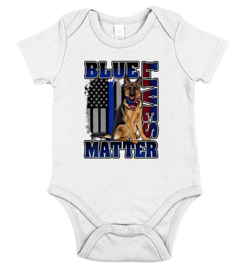 Police Officer K9 Dog Shirt Blue Lives Matter Blue Line Flag Short Sleeve Baby One-Piece