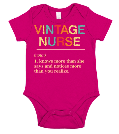 Vintage Nurse Definition Funny Nursing RN ER ED Short Sleeve Baby One-Piece