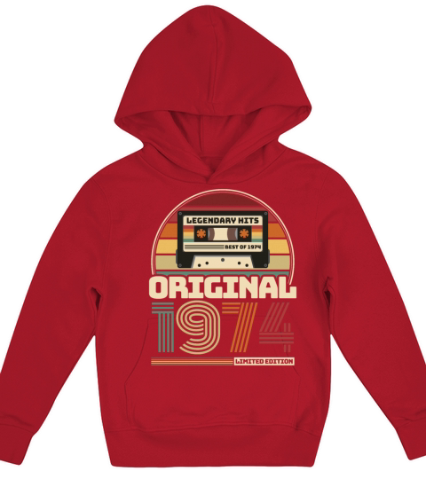 Beautiful Retro Vintage tape birthday 1974 Kids Hoodie